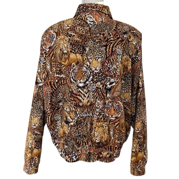 Vintage The Shell Game Animal Print Bomber Jacket Womens Size M Oversized Unisex - Picture 6 of 10